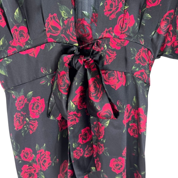 Cami NYC 100% Silk Black Red Rose Floral Mini Dress Sz S - Picture 5 of 9